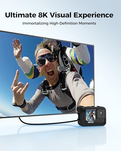 Silkland 8K Micro HDMI to HDMI Cable 1FT, 48Gbps Micro HDMI 2.1 Adapter | 8K@60Hz, 4K@240Hz/120Hz/60Hz, HDR, Compatible with GoPro Hero, Camera, Raspberry Pi 5 4, Samsung G8, G9, Video Capture Card - size: 1 Feet