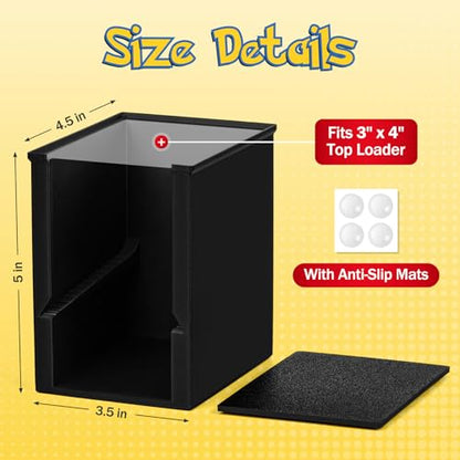 Toploader Dispenser & Penny Sleeve Holder - Dual Compartment Holds 250 Penny Sleeves & up to 50 Top Loaders, Stackable Card Storage Box with Dustproof Lid (Black) - color: Black