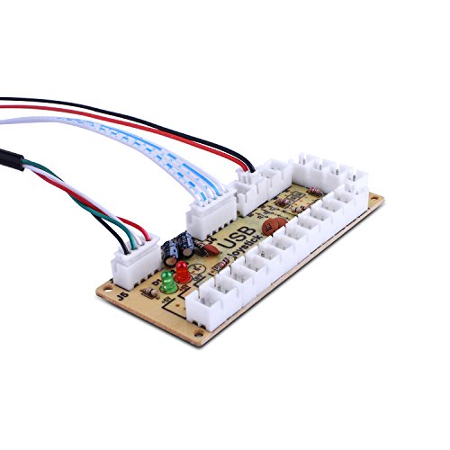 AUKUYEE Arcade Game Button and Joysticks Controller Kit with Zero Delay Encoder Board, 5 Pin Joysticks and Buttons for Mame Jamma & Other Fighting Games, Compatible with Windows and Raspberry Pi QR02