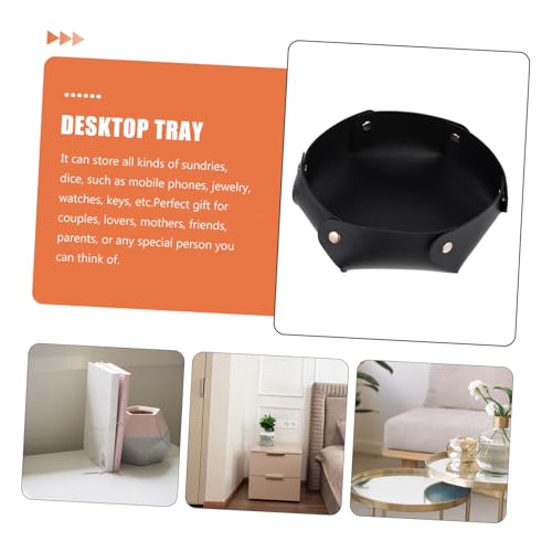 Portable Foldable PU Leather Dice Tray Thickened Desktop Storage Box Dice Holder for Tabletop RPG Games and Board Games Non-deformable Design Elegant Black Organizer for Home and