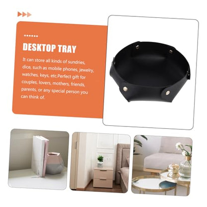 Portable Foldable PU Leather Dice Tray Thickened Desktop Storage Box Dice Holder for Tabletop RPG Games and Board Games Non-deformable Design Elegant Black Organizer for Home and