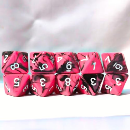 10 PCS D8 8 Sided Dice Set, Polyhedral Number Game Dice for DND RPG MTG Board Game Party Tabletop Accessories (Black+Red) - color: Black+red