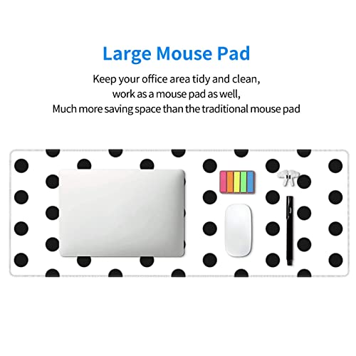 Black Polka Dot Mouse Pad Extended Large Gaming Mousepad XL Big Long Oversized Desk Mat Stitched Edges 31.5 X 11.8 Inch for Home Office - color: Black2