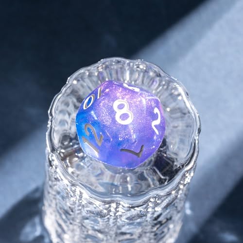 7-Die DND Dice Set Polyhedral Dice Set with a Leather Dice Bag, D&D Dice Set for RPG Table Games (Purple & Blue) - color: Transparent Purple Blue