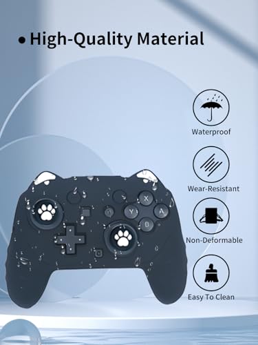 Case for Nintendo Switch 2 Pro Controller,UYRUREL Premium Sillence Material,Shock-Absorbing and Anti Drop Protection Soft Shell,with Stickers and Thumb Grips,Black. - color: BLACK