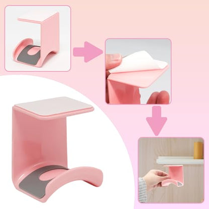 1Pcs Pink ABS Plastic Headphone Stand Hanger, Hanging Headset Holder Hook Under Desk, Adhesive Earphones Hangers for Desk Headphone Hanger, Most Headphones and Controller - color: Pink, size: Under Desk