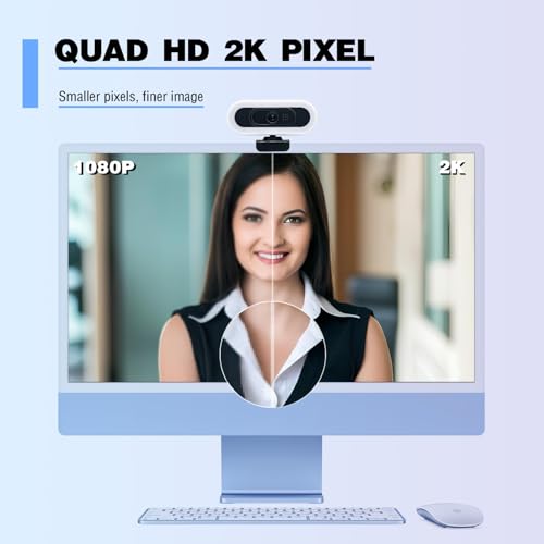 W4 2K Autofocus Webcam with Dual Mics & LED Light | , 1080P 60fps/2K 50fps, USB Streaming Camera for PC, Laptop, Switch 2, Desktop - Plug and Play - color: Black-W4 2K Autofocus