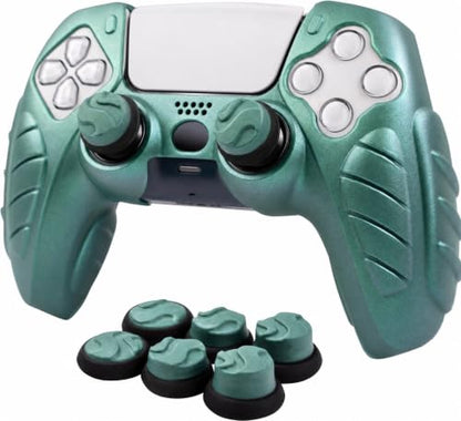 Ergonomic Soft Grip Skin for PS5 Controller, Anti-Slip Silicone Chameleon Controller Cover for PlayStation 5 with 6 Thumb Grips Accessories Set (Chroma Teal) - color: Chroma Teal