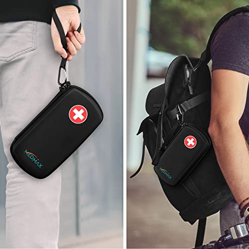 MEDMAX Hard Shell Insulin Cooler Travel Case with 2 Ice Pack, Shock Absorption Insulated Diabetic Medication Organizer Carrying Bag with Extra Pouch for Insulin Pen and Other Diabetic Supplies, Black - color: Black
