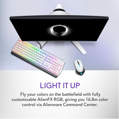 Alienware Wireless Gaming Mouse AW610M, 16000 DPI, 7 Buttons | USB Wired, Optical Sensor, Auto-Calibration, 16.8M AlienFX Lighting, 350-Hour Battery, 400 IPS, Lunar Light - color: AW610M - Lunar light