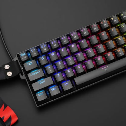 Redragon K617 HE Rapid Trigger Gaming Keyboard, 60% 61 Keys Wired Mechanical Keyboard w/Hyper-Fast Actuation, Dedicated Hall Effect Magnetic Switch, Actuation Point Adjustable, Strap Version - color: Black + Strap (HE Version)