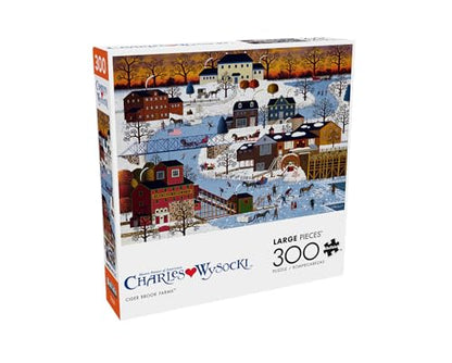 Buffalo Games - Charles Wysocki - Cider Brook Farm - 300 Large Piece Puzzle | Art by Charles Wysocki, Made in USA, Easy-Grip Pieces, Recycled Board, Size: 22 x 15 in, With Poster, Frameable Art, Giftable