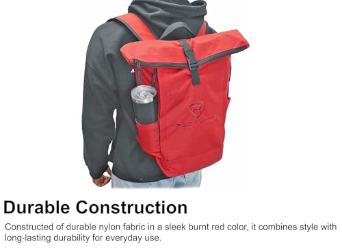 Rockville RPAK Burned Red Durable Backpack Bag with Padded Laptop Pocket | Stylish Nylon Fabric, Fits 15" Laptop, Hidden Zippered Pocket, Adjustable Straps, 2 Side Pockets - color: Red