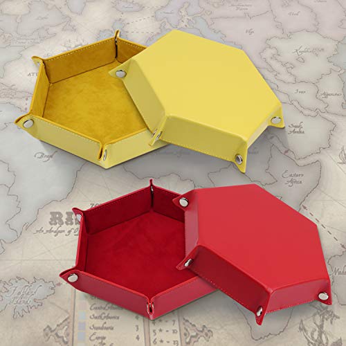 K.T. Fancy Dice Tray 6 Pieces Folding D&D Dice Tray Dice Holder Storage Box for Rolling Dice Games Metal Dice Rolling Tray PU Leather and Velvet - style: 6 PCS