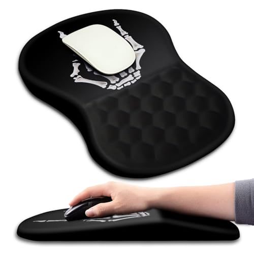 Hokafenle Ergonomic Mouse Pad Wrist Support with Massage Design, Wrist Rest Pain Relief Mousepad with Memory Foam&Non-Slip PU Base, Mouse Pads for Wireless Mouse & Desk (12x8 inch,Devil's Horn) - color: HK030-Devil's Horn