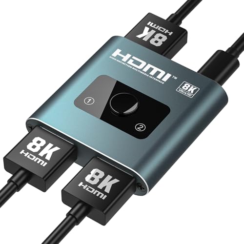 4K 120Hz HDMI Switch, 8K 60Hz HDMI 2.1 2-in-1/1-in-2 Switcher Splitter | Bi-Directional Aluminum HDMI Selector 48Gbps High Resolution Switch Capable for Gaming, PS5, Xbox, HDR10, Dolby Vision