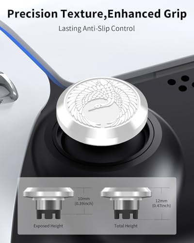 KD.FLY Metal Thumbsticks for PS5 Controller Joystick Replacement, Thumb Sticks for PS4 Controller, Custom Thumb Grips for Switch Pro Controller, 2 Joystick, 2 Thumbstick Base, Flying Crane - color: Flying Crane