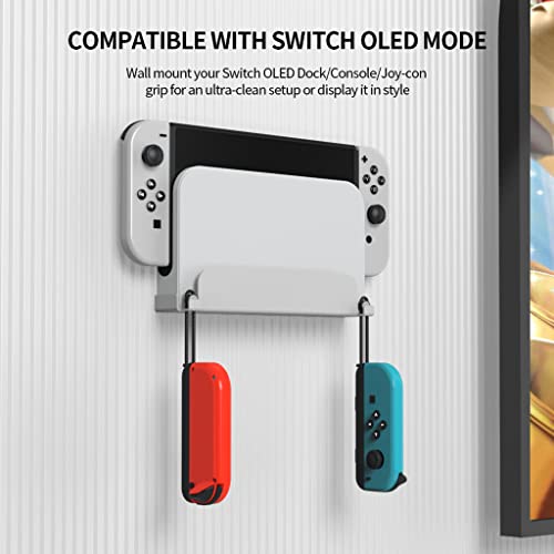Wall Mount for NS Switch, Controller Wall Mounted Hanger Holder Console Storage Rack Space-saving Behind TV for Switch OLED