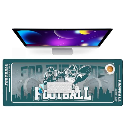 Football Desk Mat, Large Stitched Edges Gaming Mouse Pad, Green Keyboard Mat for Laptop Computer Desktop - 31.5x12 Inch for Football Fans - color: Green Football