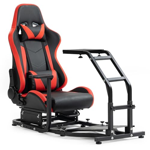 Marada Racing Sim Cockpit with Red Seat Fit for PXN, for Thrustmaster T80 T150 T300RS, for Logitech G923 G920,Steering Wheel Rig Stand,Not Include Wheel,Pedal & Shifter