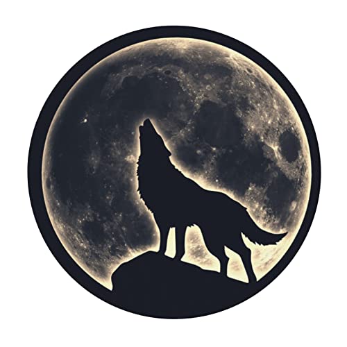 Famame Full Moon Howling Wolf Round Fitted Tablecloth with Elastic Protector Table Cloth Kitchen Dinner Waterproof Oil-Proof Table Covers Fits 40"-44", Small - color: Full Moon Howling Wolf