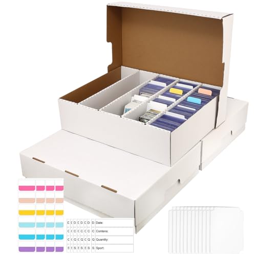 Sports Card Box 5 Row 11850 Count,Cardboard Card Storage Box with Divider Bulk Card Storage Baseball Card Boxe,Sports Cards Storage Box for Card Game Storage Box for PKMN/TCG/Magic/Mtg(3Pack) - size: Large-3Pack