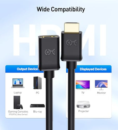Cable Matters 2-Pack 4K High Speed HDMI Extension Cable, M-F, 10ft | 4K@60Hz, Male to Female, HDMI Extender Cable, with Ethernet, 3D and 4K Resolution Ready - size: 10 Feet