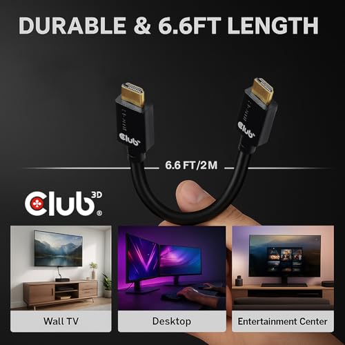Club3D CAC-1372 Ultra High Speed HDMI 2.1 Certified Cable 4K 120Hz 8K 60Hz M/M 2m - 6.56ft - style: 2m/6.56ft