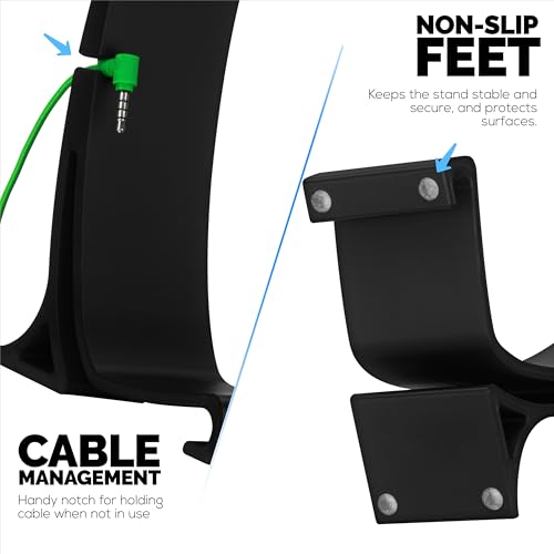 BRAINWAVZ Desktop Headphone Stand - Curved Hanger with Non-Slip Base & Cable Management- Compatible with SteelSeries, Sennheiser, Razer, Bose, Sony & More – (HP037) - color: HP037