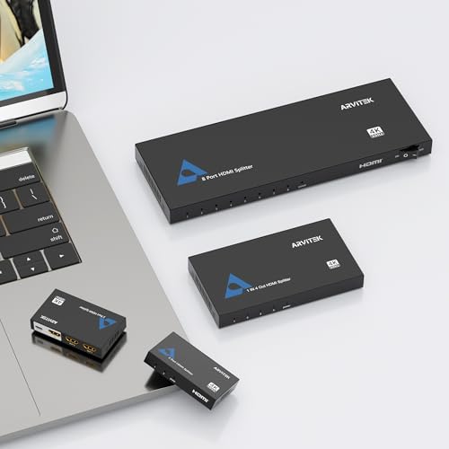 HDMI Splitter 1 in 2 Out, Arvitek 2 Port HDMI Splitter for Dual Monitors, TV, Laptop, Xbox, PS4, 4K@30Hz, Metal Housing, Mirror Only - size: 1x2