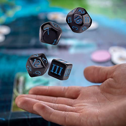 AUSTOR 15 Pieces Complete Polyhedral Dice Set D3-D100 Game Dice Set with a Leather Drawstring Storage Bag for Role Playing Table Games(Black & Blue) - color: Black & Blue