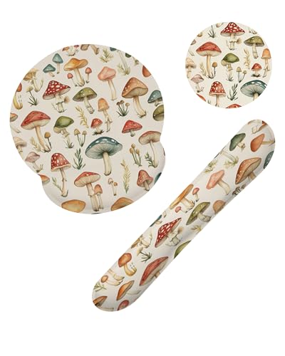 Retro Mushrooms Ergonomic Wrist Support Keyboard Mouse Wrist Rest Set, Computer Office Comfortable Wrist Rest for Mouse Easy Typing - color: Retro Mushrooms