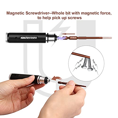 9Pcs RC Car Tool Kit 6 in 1 Hex Screwdriver Set with Tray,Cross Wrench | Hobby Repair Tool Kit Compatible with Most of RC Cars Truck Buggy Truggy Racing - color: Black With Brown Bits