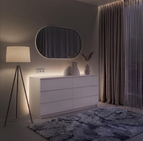 LED Backlight for Dresser & Furniture, 26.2ft Tunable White LED Strip Lights (2700K-6500K Warm to Cool), Dimmable with App & Remote, Bias Lighting, Standoff Mount Kit (4 Mounting Options) - color: Tunable White, size: Dresser & Furniture