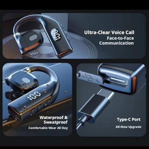 Open Ear Bluetooth Headset V5.4 – Business Wireless Headphones with 200H Standby, 0.5H Fast Charging, 10M Stable Connection, Clear Voice for Office, Driving, Remote Work (1pcs) - size: 1pcs