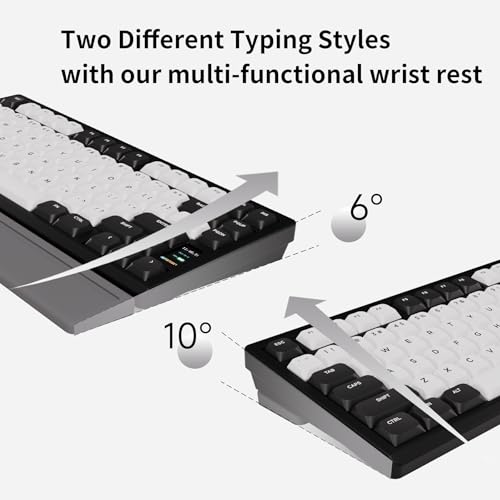 OOCTPK Mechanical Keyboard, Chilkey ND75 LP Wireless Gaming Keyboard with LCD Screen, Bluetooth 5.3/2.4G/USB-C, Hot Swappable Per-Key RGB Custom, Thin Front, Wrist Rest, Full-Aluminum, PC/Mac Support - color: Black
