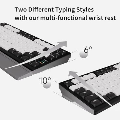 OOCTPK Mechanical Keyboard, Chilkey ND75 LP Wireless Gaming Keyboard with LCD Screen, Bluetooth 5.3/2.4G/USB-C, Hot Swappable Per-Key RGB Custom, Thin Front, Wrist Rest, Full-Aluminum, PC/Mac Support - color: Black
