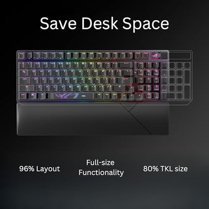 ASUS ROG Strix Scope II 96 Wireless Mechanical Gaming Keyboard – 96% Full-Size, Tri-Mode Connectivity, Hot Swappable Pre-lubed ROG NX Snow Linear Switches, PBT Keycaps, RGB, PC/Mac Support-Black - color: Black, size: Snow Linear, style: Strix Scope II 96