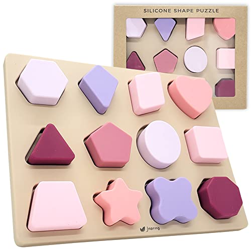 Jispring [100% Silicone] Shape Puzzles for Dementia, Products for Elderly, Cognitive Matching Games, Fidget Sensory Toys for Alzheimers, Dementia Activities for Seniors, Anxiety Relief Tiles - style: Shapes