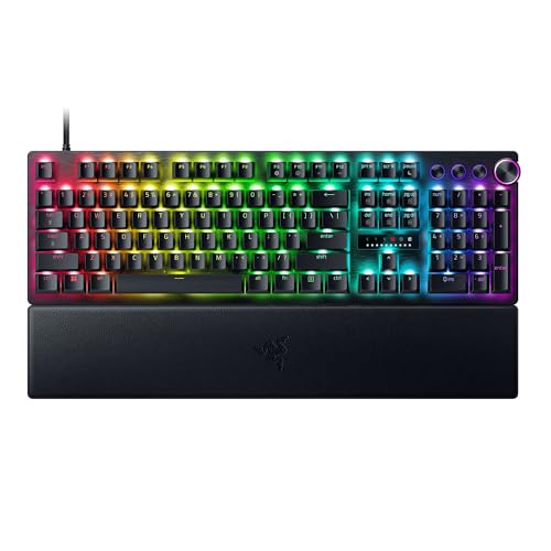 Razer Huntsman V3 Pro Esports Gaming Keyboard, Black | Analog Optical Switches, Snap Tap, Rapid Trigger, Adjustable Actuation, Media Keys & Dial, Doubleshot PBT Keycaps, Wrist Rest - color: Black, size: Full Size, style: 1000 Hz Polling