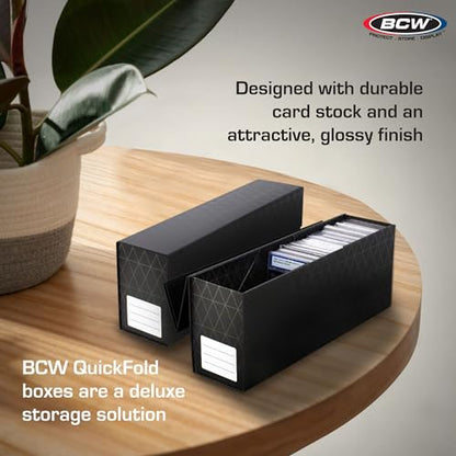 BCW QuickFold Card Boxes for Graded Cards - Black | Magnetic Closure Card Storage Box | Holds 50 Slabs for Graded Cards Each | Compatible with PSA, BGS, SGC | Easy to Assemble (3 Pack)