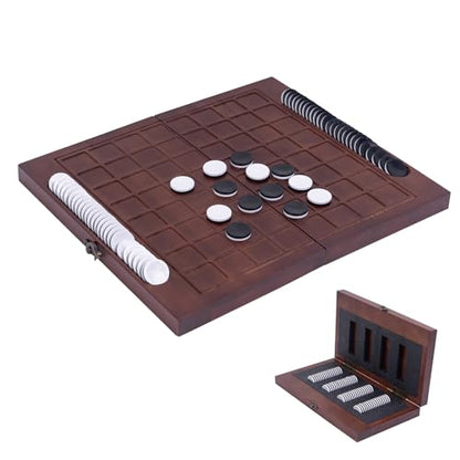 Extguds for Othello Reversi Board Game, Foldable Wooden Strategy Game with Built-in Storage, 64 Black & White Discs, Classic 2 Player Strategy Game for Family & Travel