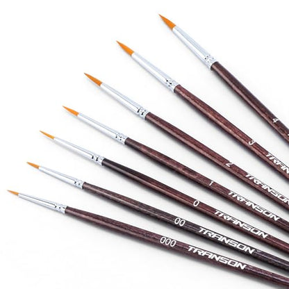 Transon Small Detail Paint Brushes 7pcs for Model Painting Acrylic, Gouache, Oil, Tempera and Face Painting - style: Round