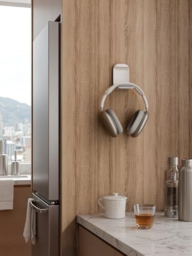 MAMUVIMO Headphone Stand, Headset Stand Foldable ＆ Sticky, Headphone Holder Hook Mount with Non-Slip Silicone, Adhesive Earphone Desk Hanger Clip Space-Saving for Airpods Max, All Earphones- Starlight - color: Starlight, size: 1 Pack