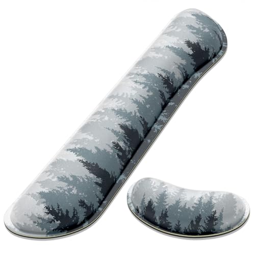Dapesuom Enlarge Keyboard Wrist Rest, Memory Foam Wrist Cushion for Desk Mats Support, Typing Pain Relief Keyboard Mouse Pad Rests Set with Non-Slip Base for Gaming Laptop Computer, Watercolor Forest - color: Watercolor Forest