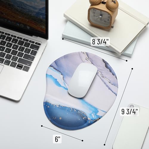 Mr. Pen- Ergonomic Mouse Pad with Wrist Rest, Glacial Blue Marble Design | Breathable Fabric with Memory Foam Cushion, Non-Slip Rubber Base, Gel Mouse Pad with Wrist Support - color: Glacial Blue Marble