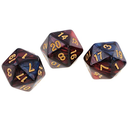 10PCS Polyhedral D20 Dice 20mm Acrylic 20 Sided Dice for RPG MTG DND Table Games (Red Blue) - color: Red Blue