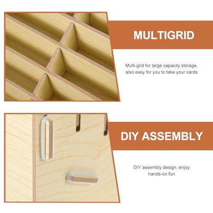 VALICLUD Multi-grid Wooden Gaming Cards Holder Storage Box with Compartments Compact Decks Organizer for Trading and Playing Cards Portable Case and Players