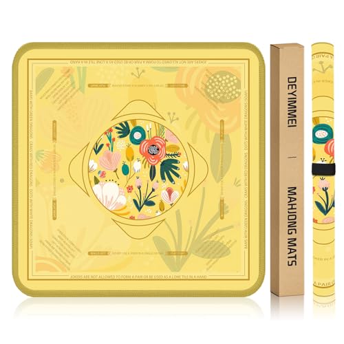 Deyimmei Mahjong Mat for Table - Non-Slip Mahjong Table Cover with Storage Pockets, Perfect Mahjong Accessories & Gifts for Women, Men, and Mahjong Enthusiasts (Golden Meadow) - style: Golden Meadow