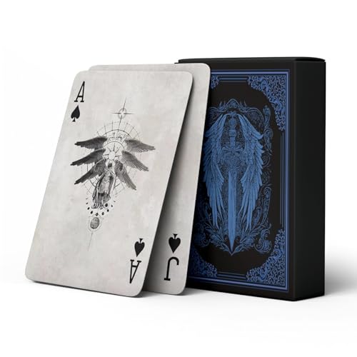 Genesis Series Playing Cards, Vintage-Style Premium Poker Cards, Dual-Sided Anti-Slip Finish Deck of Cards, Durable and Flex-Resistant, Family Gatherings, Party Entertainment, Collecting.(Blue)